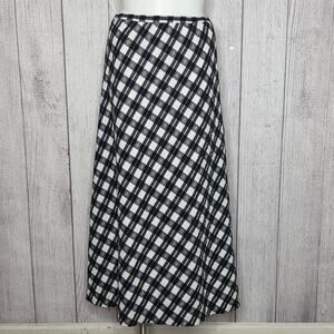 Vintage Beverly Paige Black & White Check Plaid, Lined Maxi Skirt, sz Large